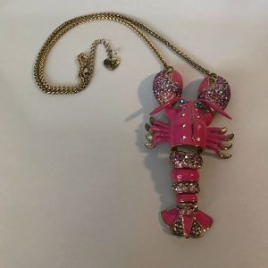 Betsey Johnson LARGE Jewel of the Sea Lobster Necklace. RARE.